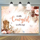 Wenig Cowgirl Ist An Der Weg Blumen Babydusche Hintergrund
